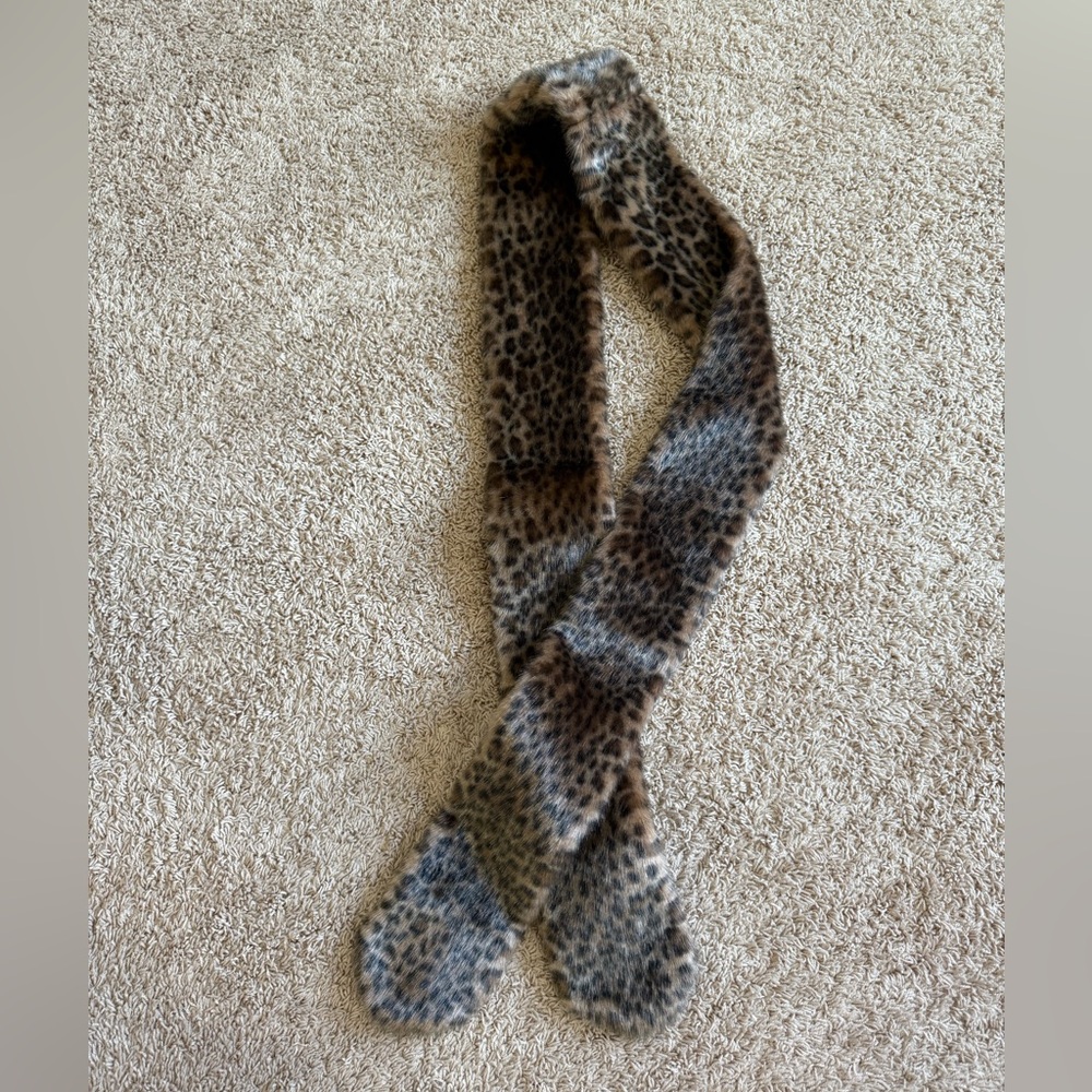 Fabulous Furs Leopard Print Faux Fur Scarf